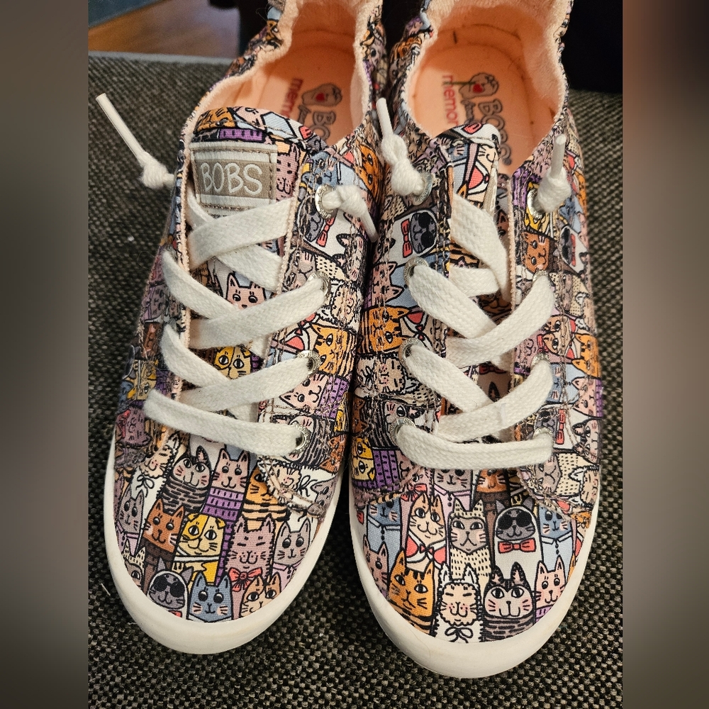 BOBS  By Sketchers Cat Print Sneakers